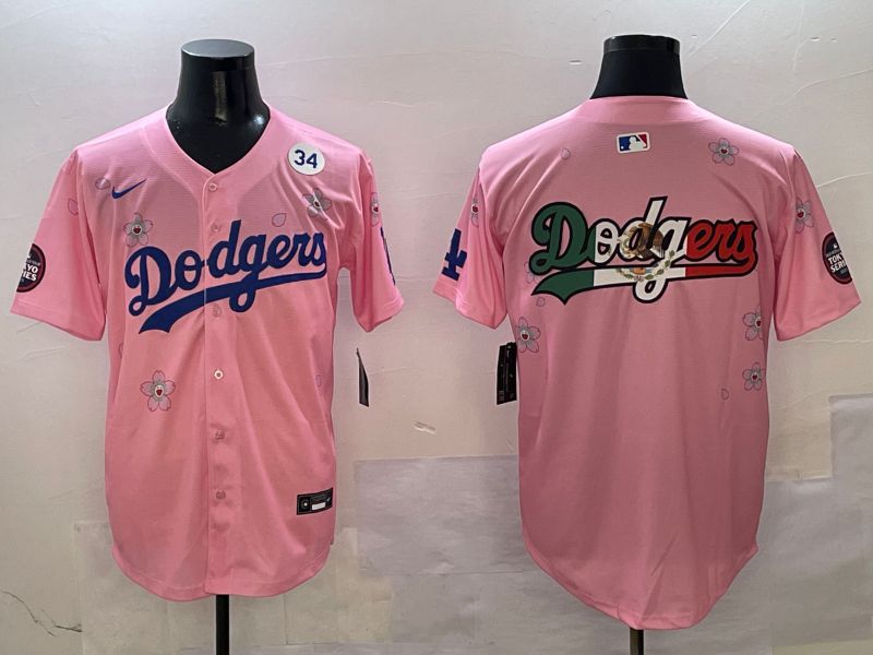 Men Los Angeles Dodgers Blank Pink Sakura Edition 2025 Nike MLB Jersey style 10